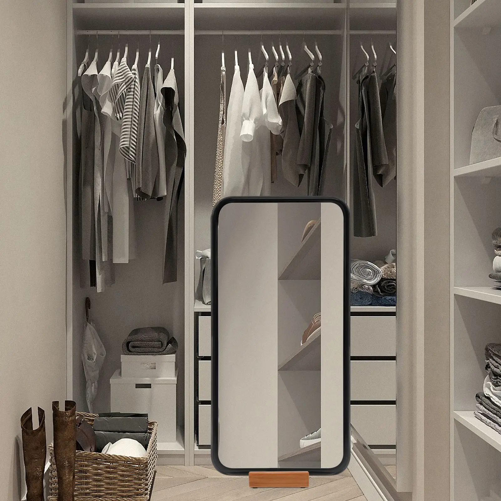 Floor Mirror Stand Solid Wood durable Mirror Bracket Full Length Heavy Duty Picture Frame display home room Mirror Support base 4