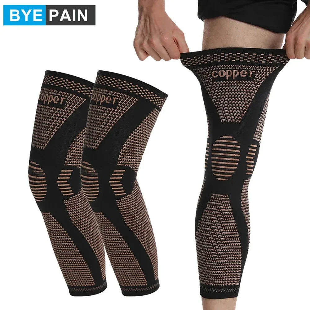 

1/2Pcs Copper Full Leg Sleeves Long Compression, Knee Braces, Knee Compression Sleeves for Meniscus Tear, ACL, Arthritis, Sport