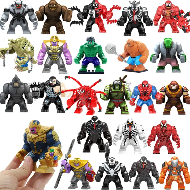 Anime action figures Marvel Venom Black Panther Hulk Lizard Building Blocks Bricks Assembles Toys Gifts
