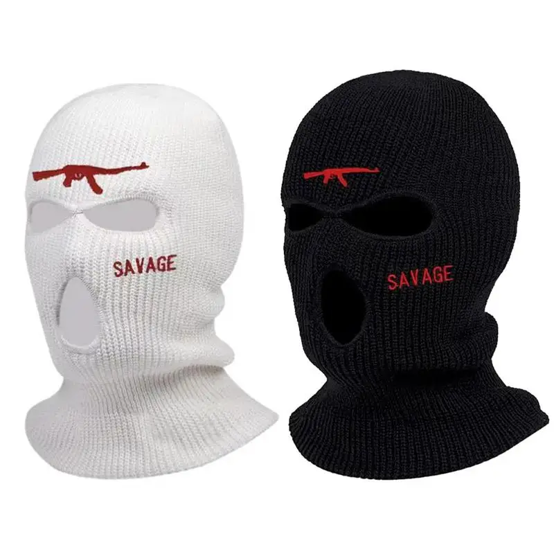 

Wool Full Face Ski Masque Warm Windproof outdoor Cycling Skiing Cover Hood with 3 Holes Elastic Breathable Cover for Men Women