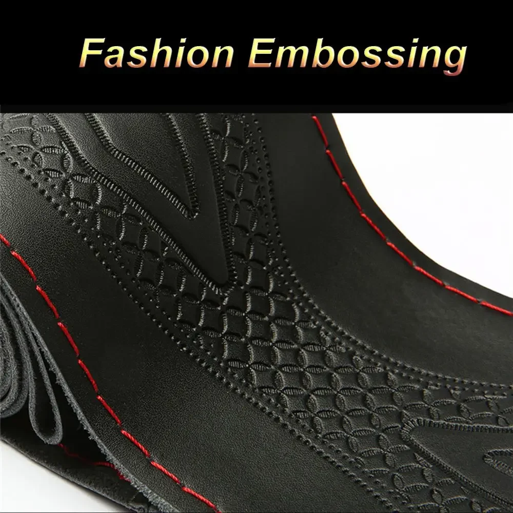 Neue Echtes Leder DIY Auto Lenkrad Abdeckung Mit Nadeln Gewinde Anti Slip 38 cm Rindsleder Geflecht Auto Lenkrad abdeckung – Detail 4