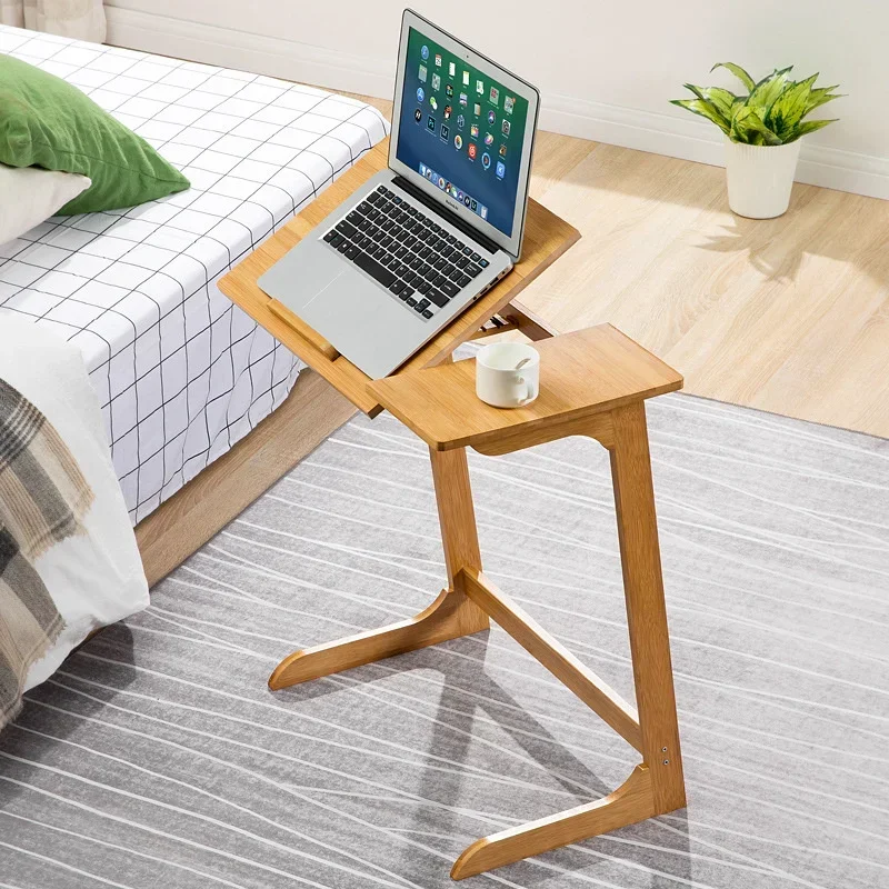 Breakfast Table Simple Light Luxury Coffee Table, Convenient Folding Round Solid Wood Panel, Adjustable Laptop Stand