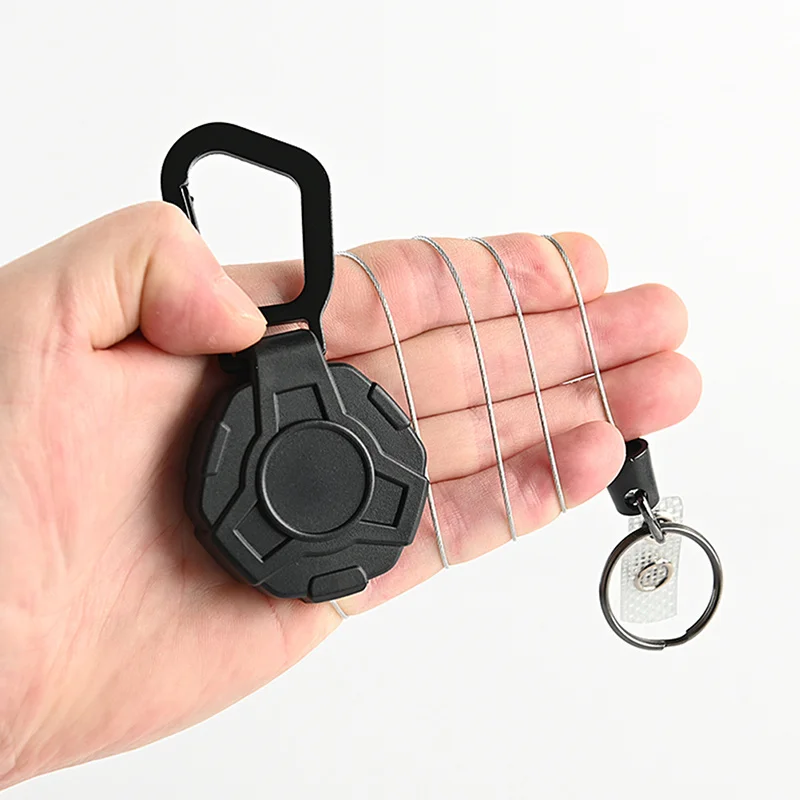 Retractable Badge Reel Metal Wire Keychain Pull Badge Reel Id Lanyard Name Tag Card Badge Holder Recoil Chain Clips Outdoor Key Ring