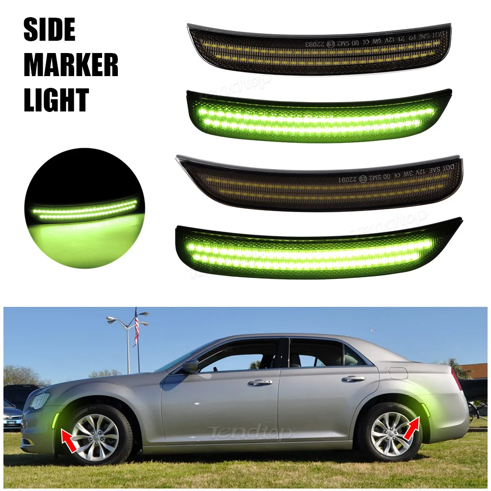 

4pcs LED Front Rear Bumper Lights Smoked Lens LED Side Marker Lights Side Marker Lamp For 2015-2023 Chrysler 300