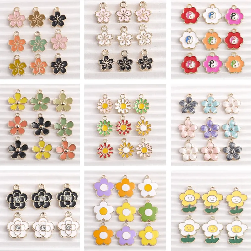 Sunflower Charms Jewelry Making  Enamel Flowers Jewelry Making - 10pcs/lot  Flower - Aliexpress