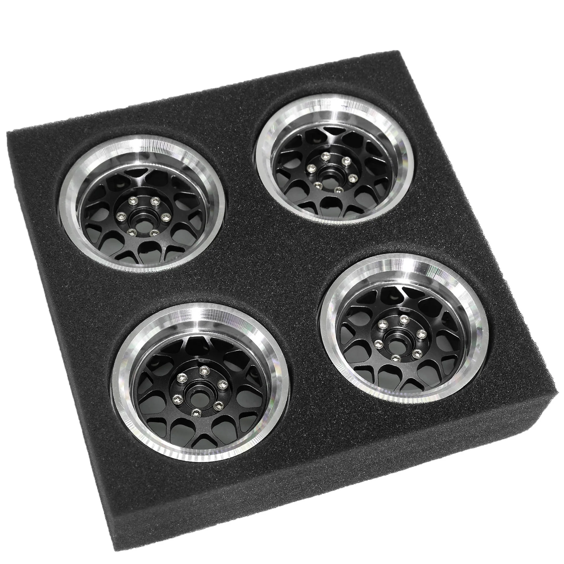 Jantes Beadlock Métal 2.2" RC 1/10 - 4pcs Noir/Gris