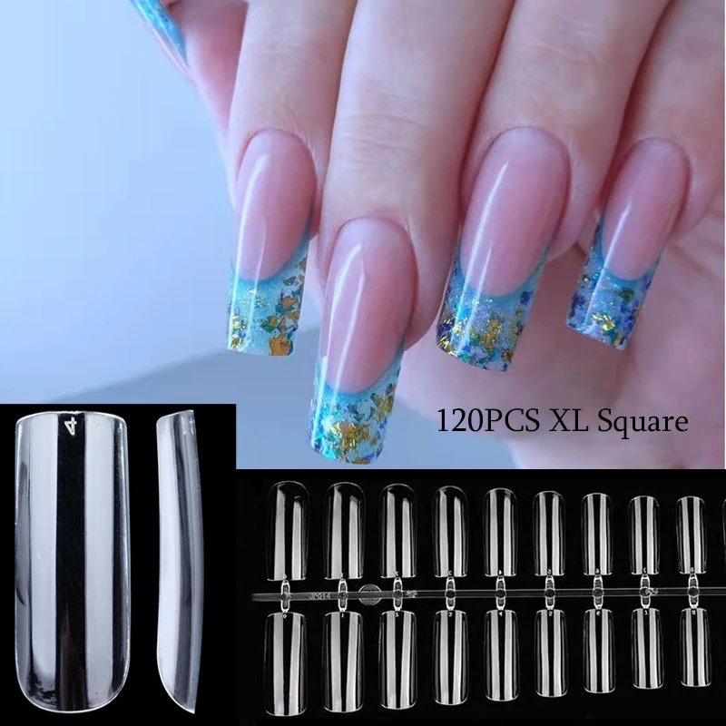 XL/L/M/S Square False Nails Tips Capsule Artificial Nail Extension Tip Manicure Tools Gel X Capsule Press on Nails 120Pcs/bag fake nails false nails nail tips false nail tips