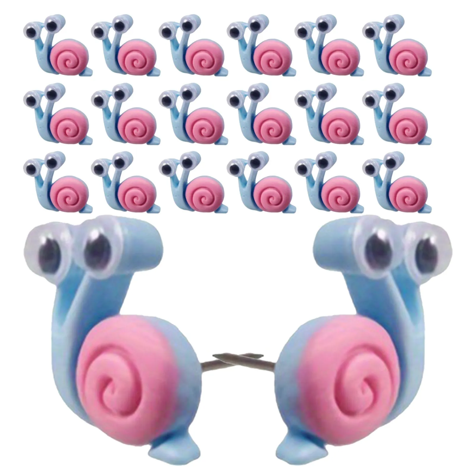 30개 달팽이 모양 푸시핀 귀여운 코르크보드용 압정 장 핀 메모, 포스터, 사진, 지도용 장 푸시핀