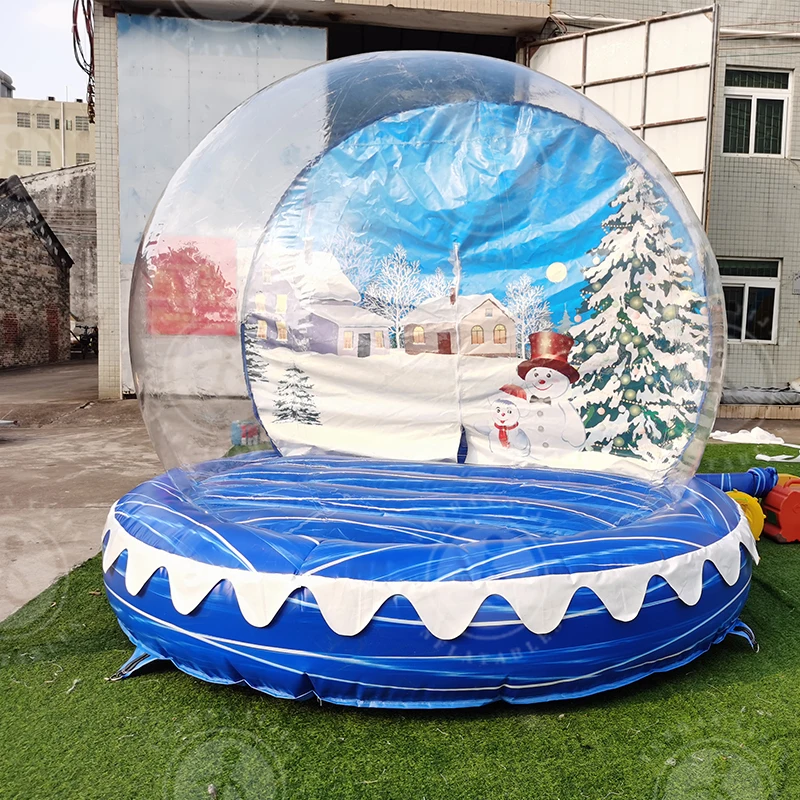 

10ft/13ft Inflatable Snow Globe Transparent Bubble Tent with Printed Background Blower and Pump Christmas Decoration