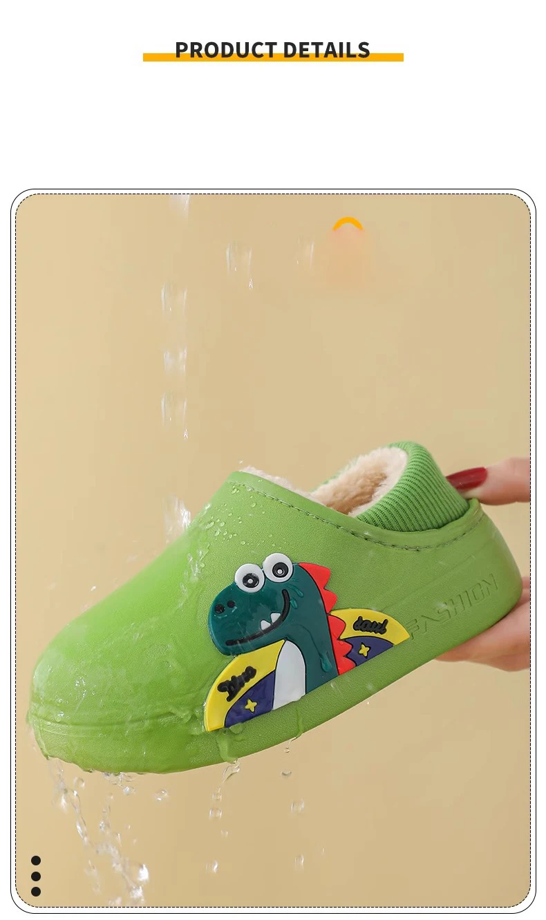 Description Picture 6 of itemNew children's cotton shoes waterproof cute for both boys and girls autumn and winter indoor with plush warm cotton slippers