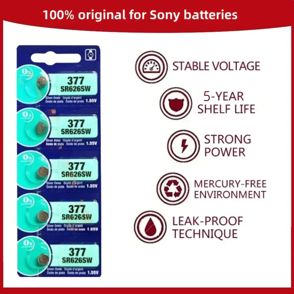 Button Battery For SONY AG4 377 SR626SW SR626 177 376 626A LR66 LR626 Cell Coin Alkaline Battery For Watch Toys Clock