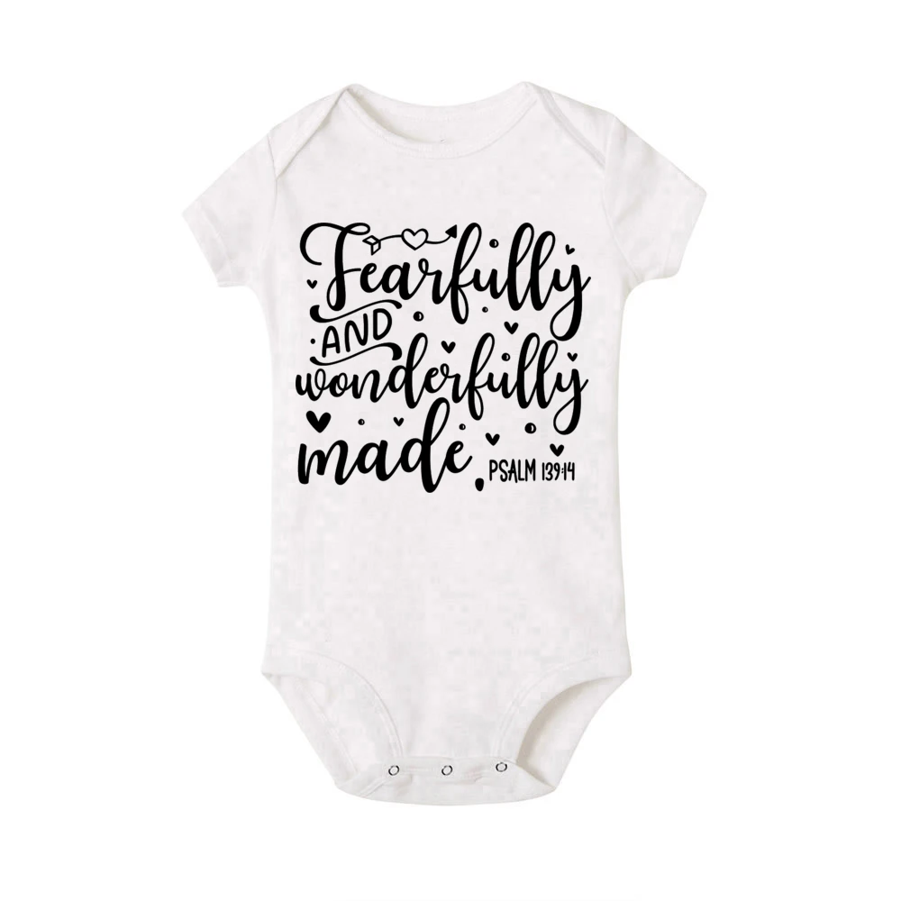 Fearfully and Wonderfully Made Bodysuit Faith Baby Romper Christian Baby Gift Religious Newbron Jumpsuit Boys Girls Clothes 6