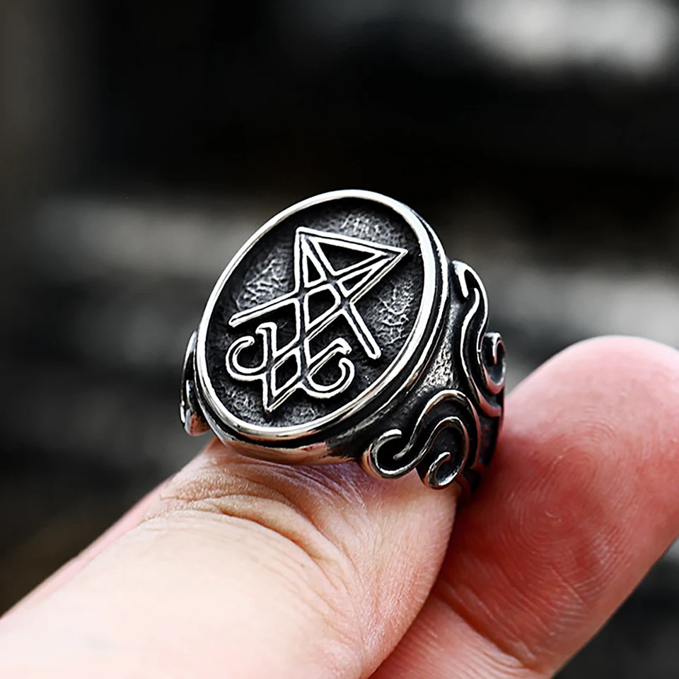 Unico Anello Da Uomo Con Sigillo Di Lucifero Per Uomo In