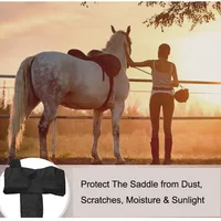 600D Oxford Cloth High Elasticity Dust-proof Saddle Cover Black Saddle Cover for Storage of Horse Gear Dust-proof  Horse Saddle 2