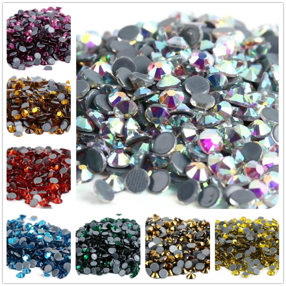 43 Color ss3 ss4 ss5 ss6 ss8 Hot Fix Rhinestone Crystal Super Glitter ...