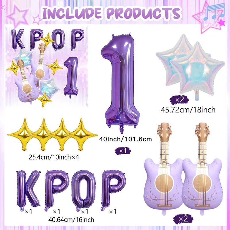 Vibrant Purple Music-Themed Party Decorations Set