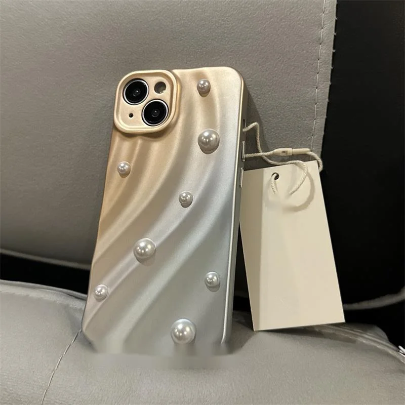 Faltige Perle Mädchen Herz Herbst/Winter Luxus Geeignet für iPhone 15 Telefon Fall 14 Pro Personalisierte 12 Vielseitig 11/13_voghion.com