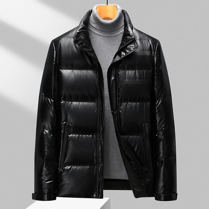 New 2023 Autumn Winter Men's Bright White Duck Down Jackets Outwear Solid Waterproof Warm Short Puffer Coats Down Bread Clothing