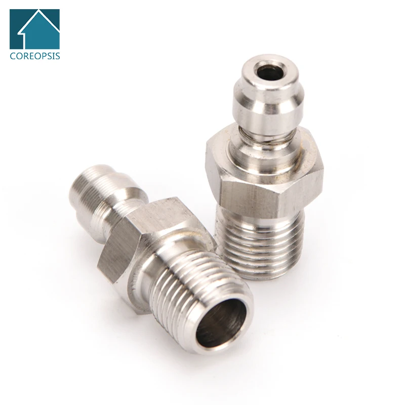 2pcs 8MM M10x1 Thread Stainless Steel Quick Coupler Filling Head Plug Adapter Quick Connect Fittings Couplings Air Pumps Parts multi purpose adjustable air filling station refill adapter 400bar 6000psi dual gauge charging valve 62cm hose 8mm quick plug