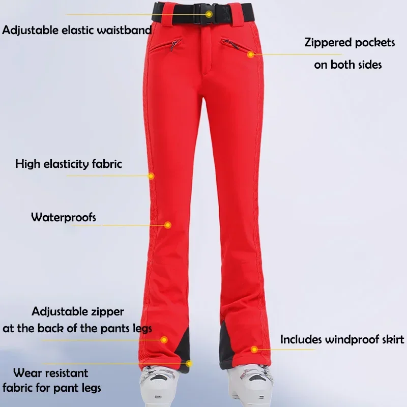 Skiing Pants Women Sport Ski Overall Windproof Waterproof Snow Clothing Mountain Slim Snowboard Wear Outdoor Winter Ski Trousers