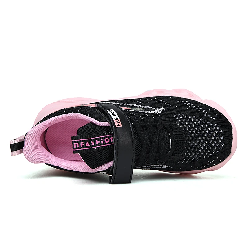 Novas meninas tênis rosa sapatos para crianças correndo & esporte sapato escolar grandes crianças respirável apartamentos 5 12 12 anos rosa/branco