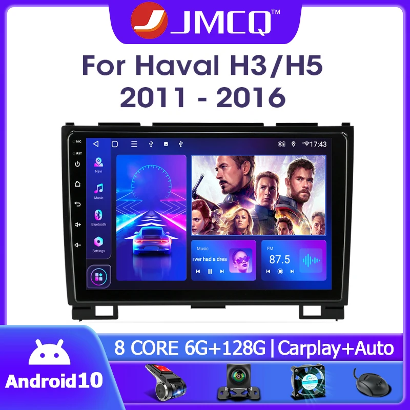 JMCQ 9&quot 4G Carplay DSP 2din Android 10.0 Car Radio Multimidia Video GPS Navigaion For Great Wall Haver H5 H3 2011-2016 Head Unit |