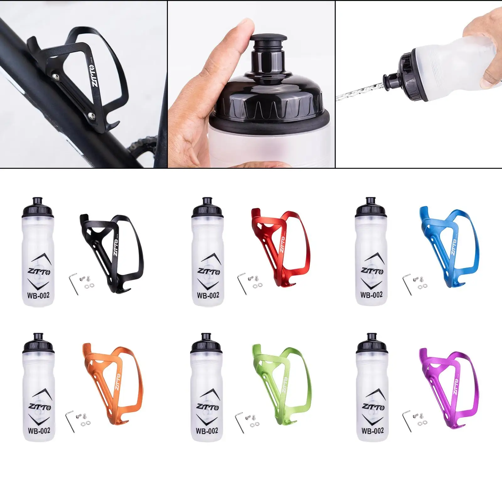 Mountain Bicycle 750ml Water Bottle with Holder Flexible Soft Bottle Stylish