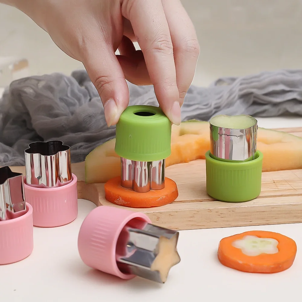 Vegetable slicer fruit slicer 6/3PCS Vegetables fruit embossing cutting mold Star heart flower shape stainless steel cutter plastic handle kitchen gadgets