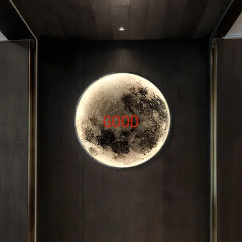 Modern Round Moon Wall Lamp for Bedroom Living Room Entrance Decoration Sconce Light Fixtures Ceiling Lighting Planet Nordic Led