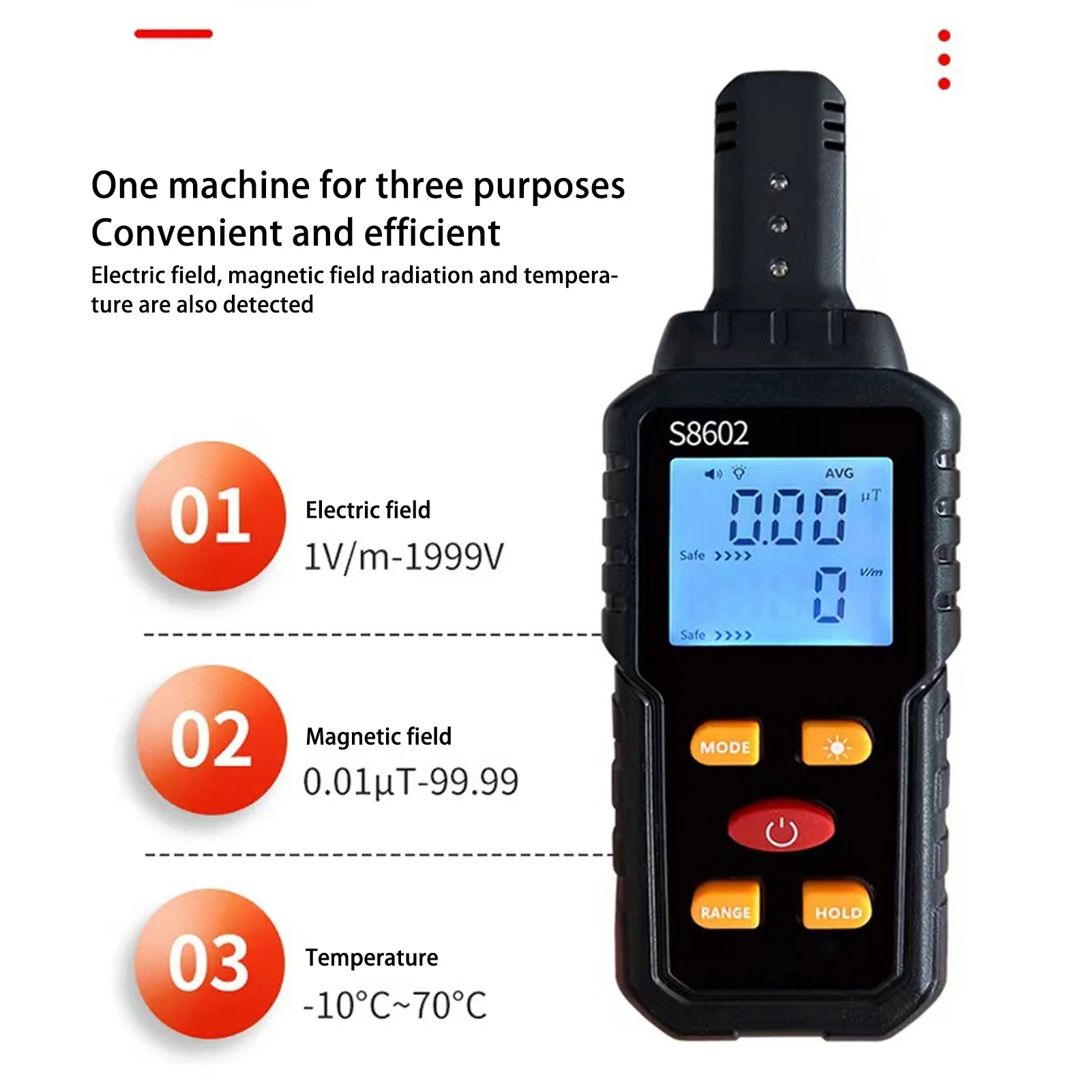Electromagnetic Radiation Tester EMF Electric Magnetic Field Detector Meter 5Hz‑3500Hz