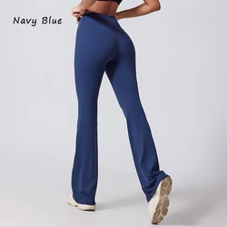 DIAS FIT JOY Women's High - Waisted Flared Yoga Pants with Hip - Lifting Design - S (Navy Blue)