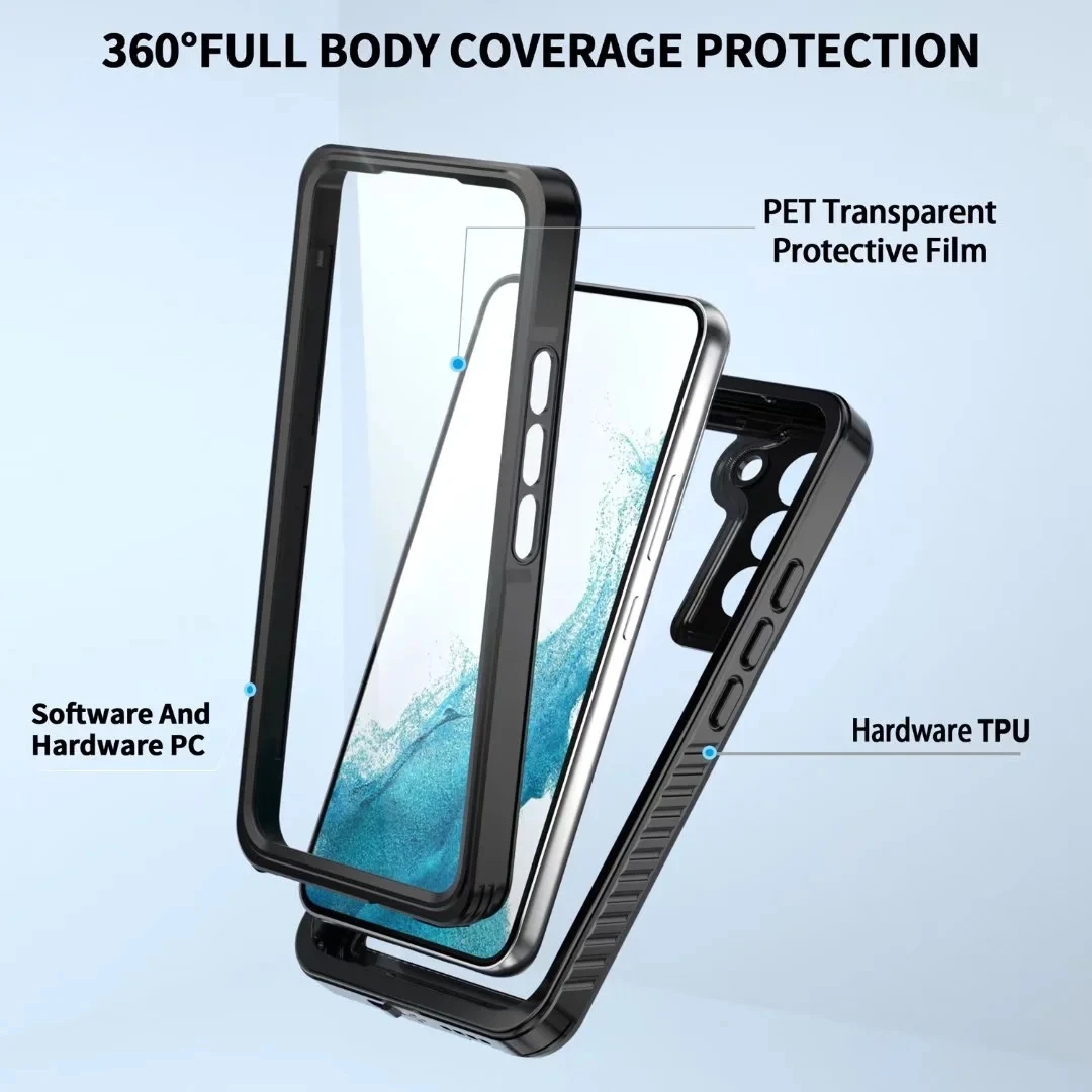 Shellbox Military Grade Protection Waterproof Case for Samsung S22 Ultra S22 Plus S22 Shockproof Heavy Duty Defender Cover Case