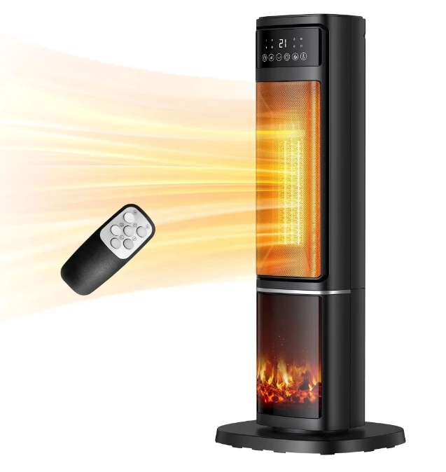 

HONGGE 1500W Oscillating Ceramic Tower Electric Space Heater with Remote, Black