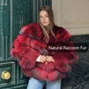Natural Racoon Fur Coats Round Collar Genuine Fur Coat Cropped Raccoon Fur Coat Winter Women Best Selling Real Fur Coat 4