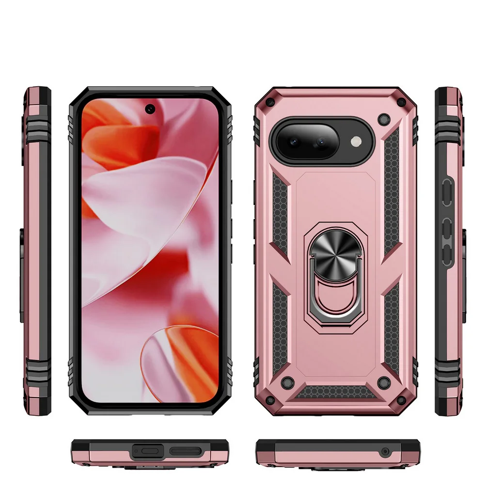 Cover Per Google Pixel 8, Slide Protezione Fotocamera, Armatura Cover Con 360 Gradi Girevole Anello Metallo Magnetica Supporto Silicone Antiurto Custodia Per Google Pixel 8, Nero - Foto 3