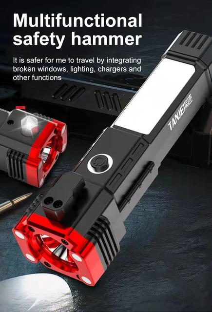 Multi-funktionale Taschenlampe Auto Sicherheit Hammer Mit Starken