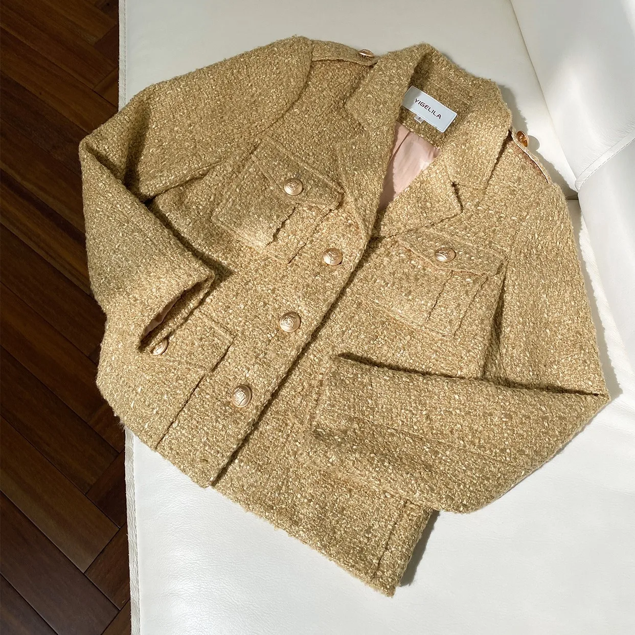 2023 Spring Autumn Chic Women's High Quality 50%Wool Tweed Jackets Elegant Pockets Short Coat B586