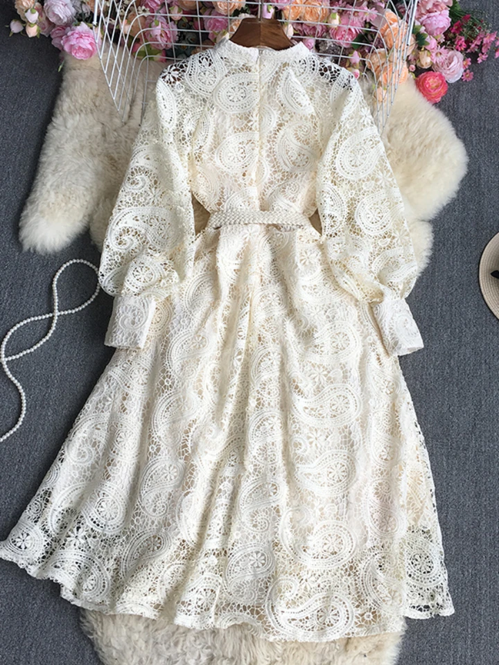 French Vintage Lace Dress Women Elegant Lantern Sleeve Party Long Dress with Belt ladies Slim A-line Spring Autumn Long Robe - AliExpress 200000345 French Vintage Lace Dress Women Elegant Lantern Sleeve Party Long Dress with Belt ladies Slim A-line Spring Autumn Long Robe - AliExpress 200000345