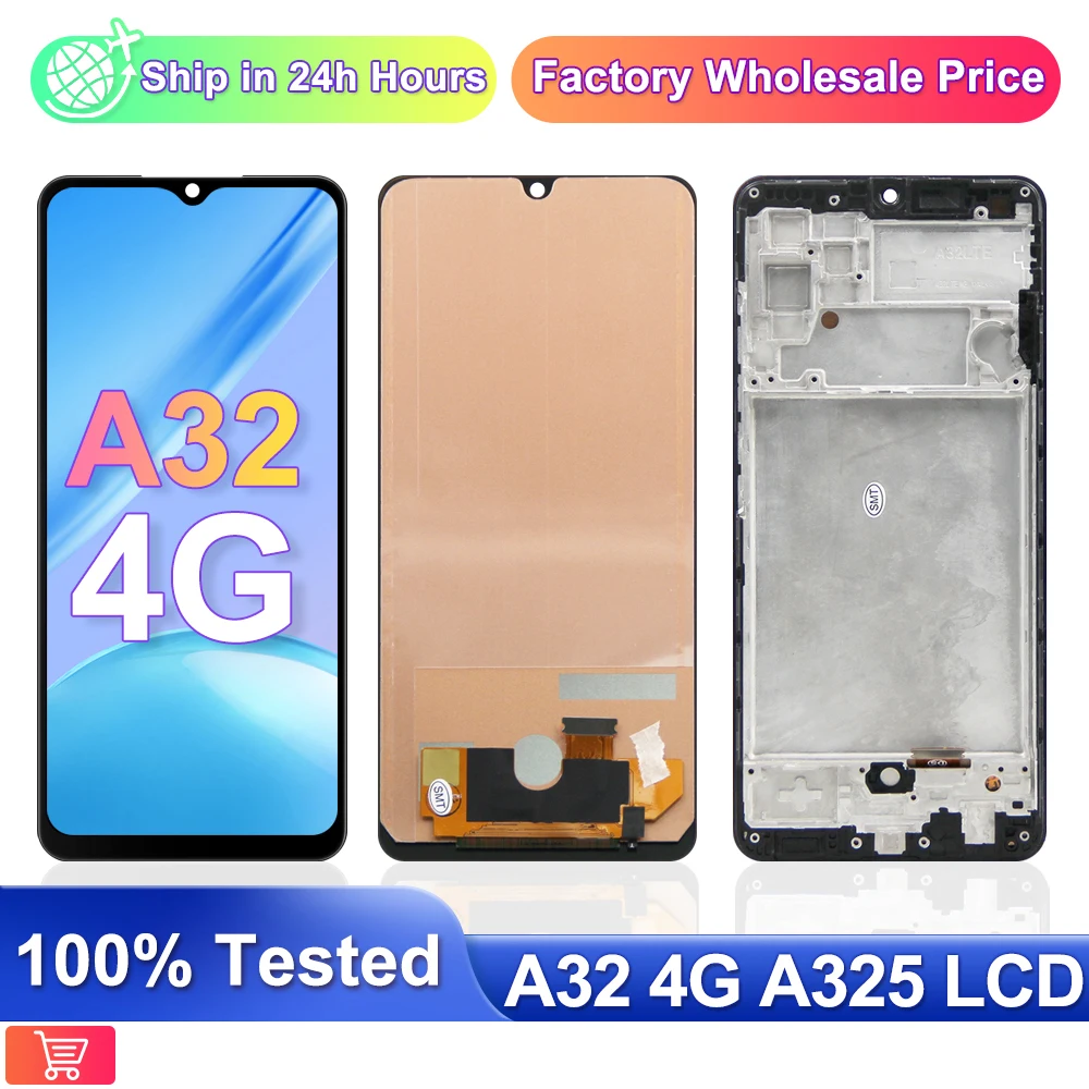 ЖК-дисплей Super Amoled для Samsung Galaxy A32, запасной сенсорный экран с рамкой, детали для ремонта, A325F/DS,A325M, A325N