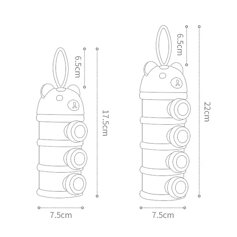 3/4Layer Bear Style Portable Baby Food Storag Box Multiple Openings Cereal Cartoon Infant Milk Powder Box Toddle Snack Container