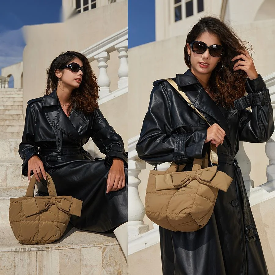 Borsa a tracolla per donna 2024 Nuovo modello lanciato Borsa a tracolla morbida con fiocco retrò di grande capacità Borsa classica di nicchia semplice per lo shopping e gli appuntamenti_voghion.com