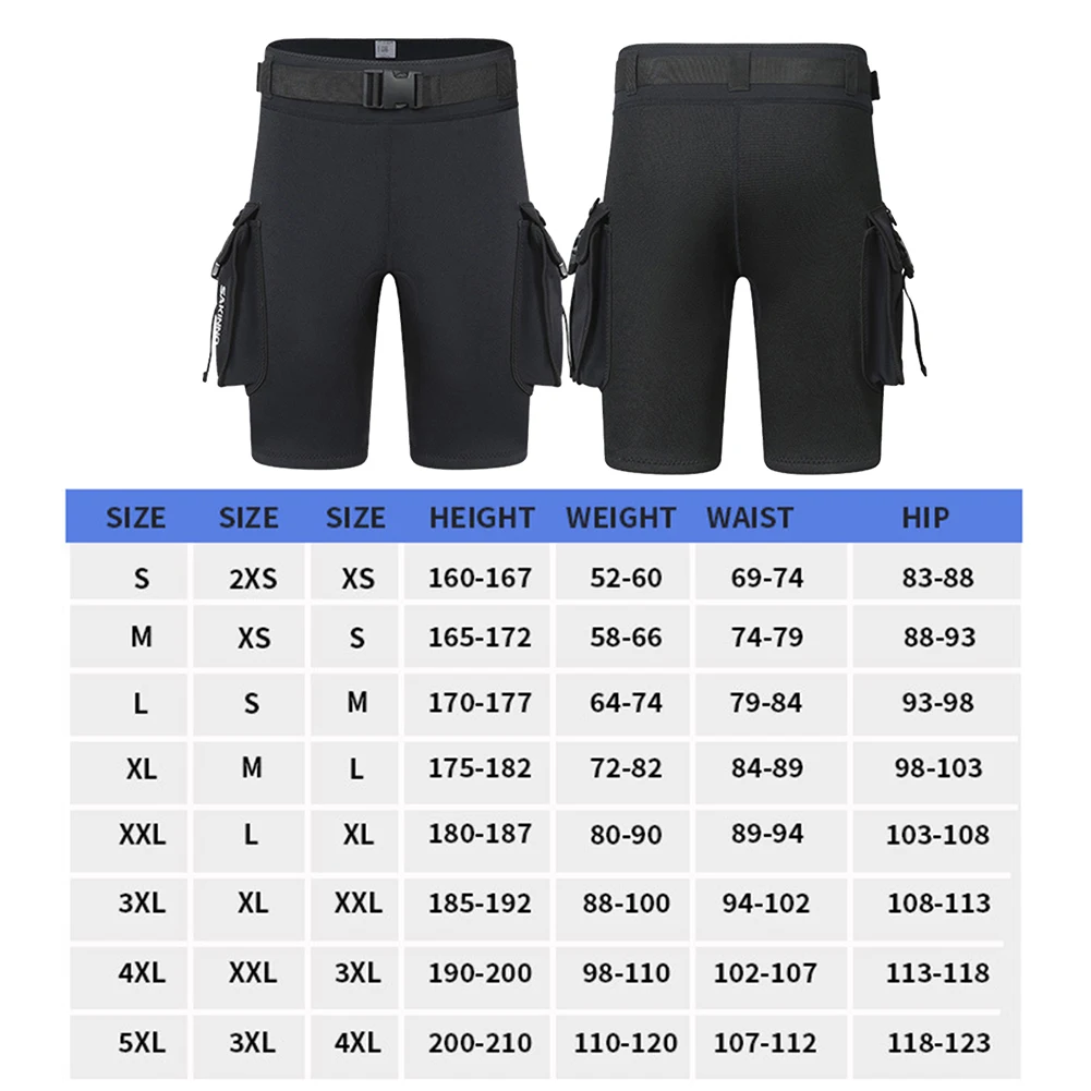 3mm Neoprene Wetsuit Tech Shorts with Pockets Unisex Surfing Shorts Keep Warm D-Ring Buckle for Diving Equipment Accessories