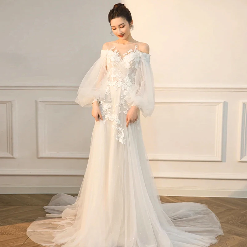 

Wedding Dresses For Women 2024 A-Line Appliques Robe De Mariee Custom Sizes Vestidos De Novia свадебное платье женское