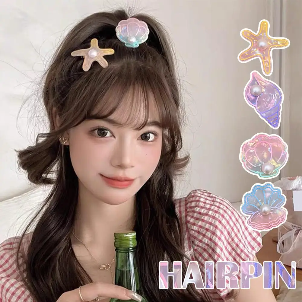 

Acrylic Ocean Pearl Hairpin Starfish Conch Scallop Women Shells Girls Fashion Beach Travel Hair Barrettes Accessories Headw W1J5