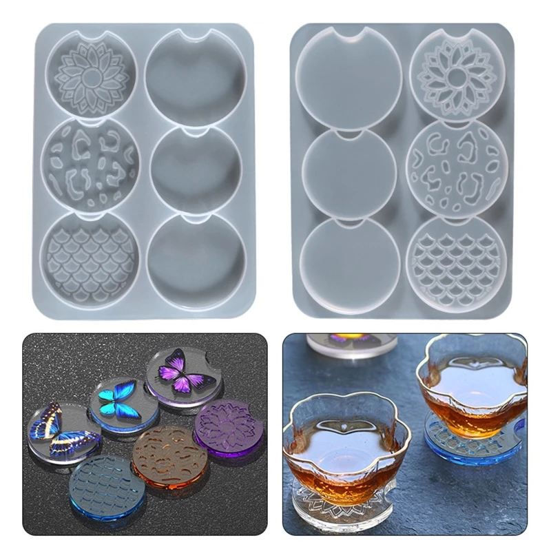 

6-in-1 Car Mold Set for Epoxy Resin, Silicone Mold for Drink Auto Cup Holder Coasters DIY Car Crafts Supplies