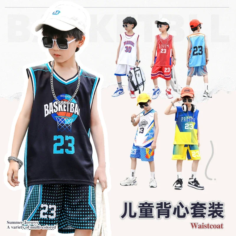 New Boys Girls Summer Basketball Jerseys kids sports suit basketball training clothes Summer Kids Suit Cool Handsome Sports Training Uniforms Little, lakers shorts