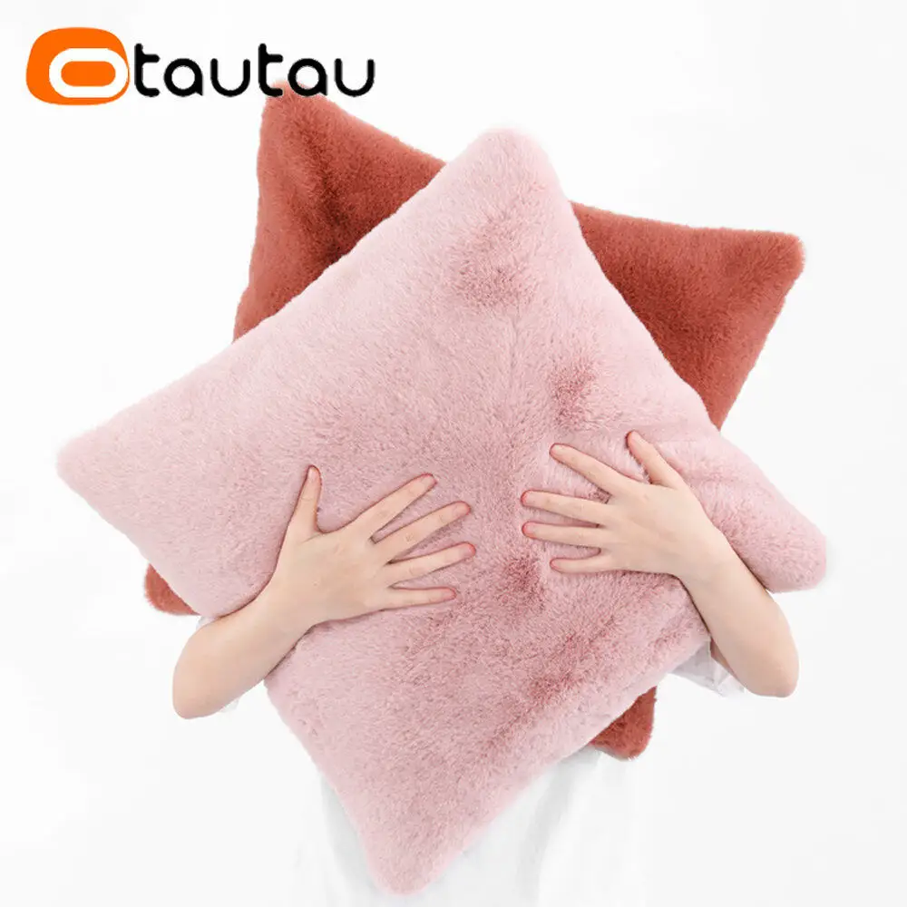 OTAUTAU 탑 소프트 푹신한 가짜 토끼 모피 던지기 베개 케이스 소파 소파 쿠션 베개 커버 필러 없음 애완 동물 침대 ZT2TM1T