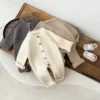 4614 Baby Jumpsuit 2024 Autumn and Winter New Solid Color Baby Boy's Knitting Climbing Clothes 4