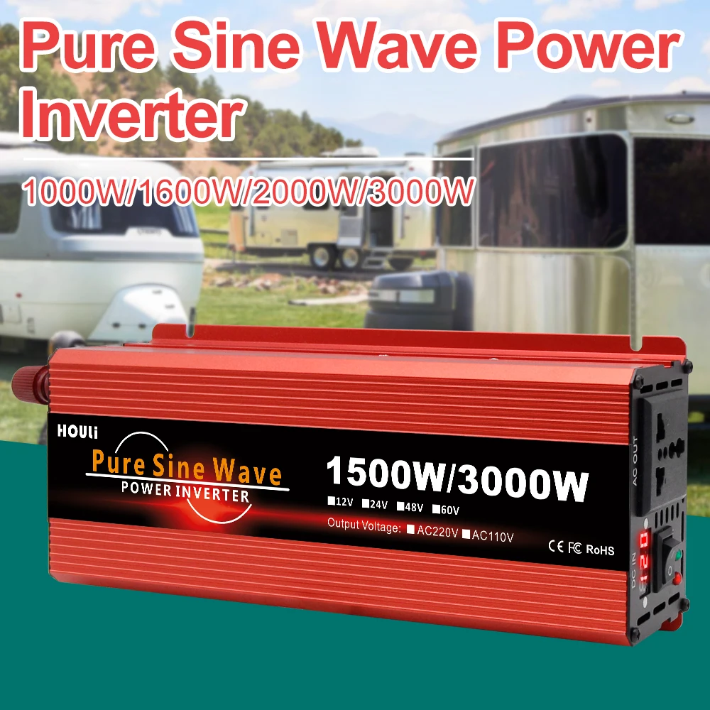 Inverter Di Potenza 12V 220V 1000W 1600W 2200W 3000W Convertitore A Onda Sinusoidale Pura De 12V A 220V Coche Convertidor De Corriente
