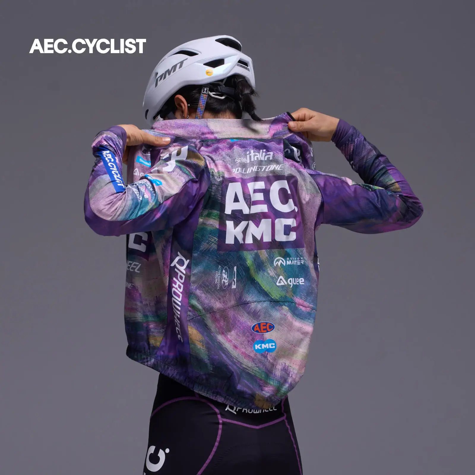 AEC-KMC 여성 사이클링 팀 재킷 YKK 지퍼 방풍 자전거 코트 빠른 건조 여성 짧은 자전거 탑 2026 MTB 의류